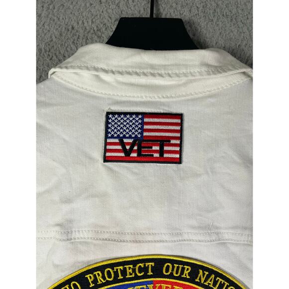 Patriotic Eagle Flag Patchwork Vest 3XL Men’s Denim Look USA Military Veteran - Picture 6 of 12